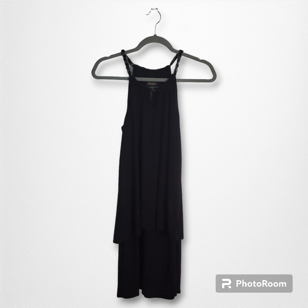 Laundry by Shelli Segal layered dress braided straps gunmetal accents, size 6